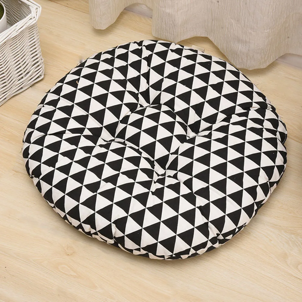 Black Triangle Подушка для стула с рисунком из хлопка и льна, мягкая, утолщенная, легкая, легко моется, простая Геометрическая круглая, прочная - Цвет: Black Triangle