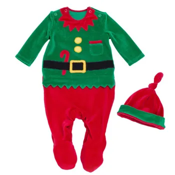 

Christmas Baby rompers Costume kids newborn clothes long sleeve spring children infant clothing set top+hat