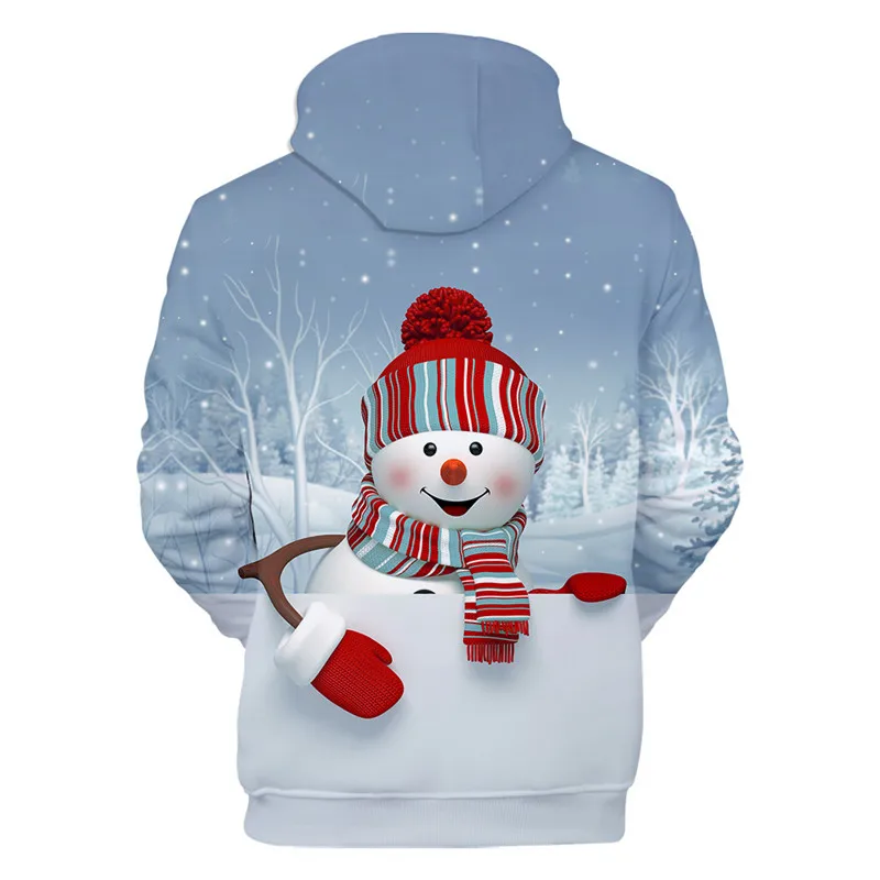 Санта Клаус унисекс для мужчин и женщин Новинка Уродливый Рождественский свитер Рождественский Снеговик 3D печать свитер с капюшоном Теплый свитер
