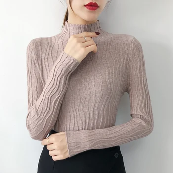 

Semi-high collar sweater, bottom shirt, long sleeve, new style of autumn and winter knitted sweater