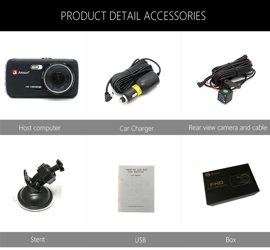Junsun Auto Dash Camera ADAS Full HD 1296P Видеорегистратор с приводом Автомобильный