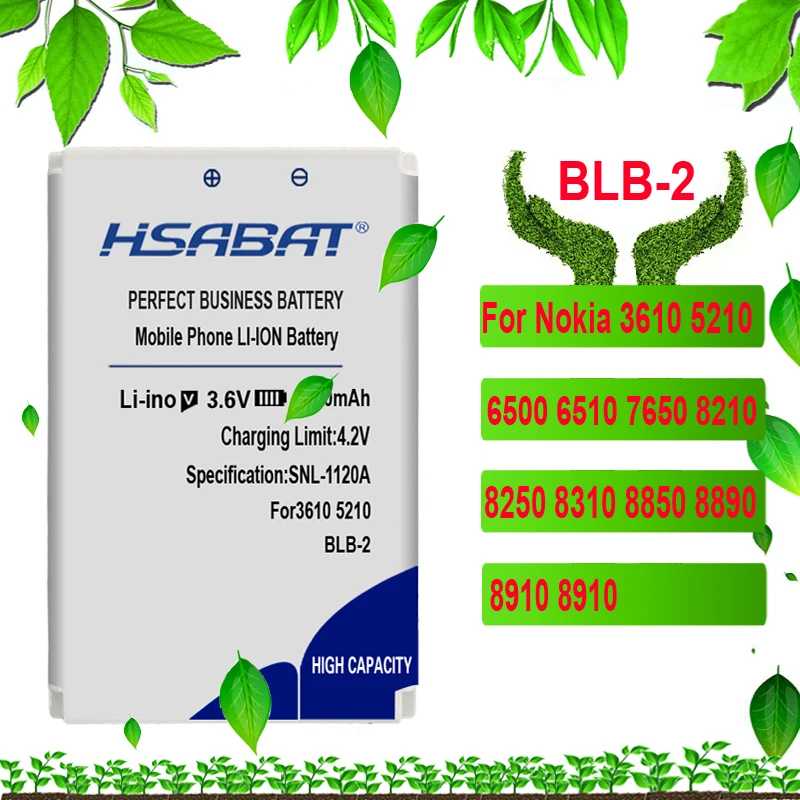 HSABAT Батарея для Nokia BL-4B BL-4D BL-4C BL-4CT BL-4U BL-5B BL-5BT BL-5C BL-5CT BL-5J BP-5M BP-6X BL-6Q BLC-2 BLD-3 BLB-2