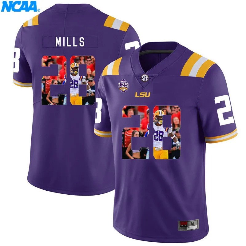 Новое поступление высокое качество майки Jalen Mills#28 колледж футболка ограниченной серии Майки S-XXXL - Цвет: 8