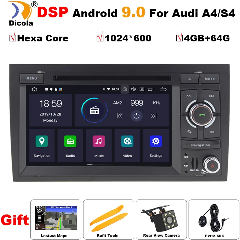 DSP PX6 " ips Android 9,0 4G 64G Автомобильный gps для Audi A4 B6 B7 S4 B7 B6 RS4 B7 SEAT Exeo dvd-плеер радио ips экран wifi BT автомобильный ПК