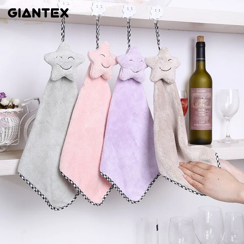 GIANTEX красивое смайликовое супер мягкое впитывающее полотенце из микрофибры для