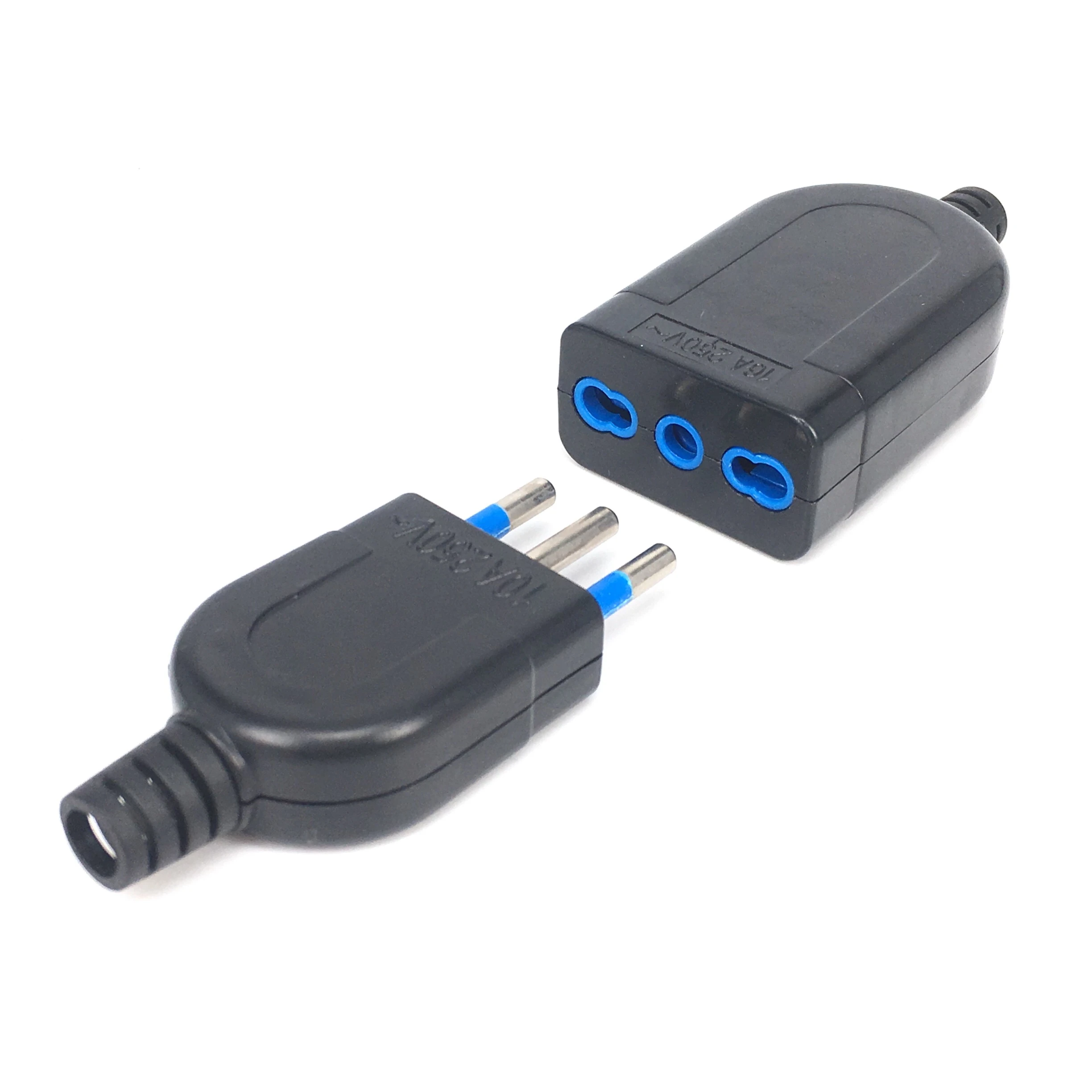 Enchufe pequeño estándar 10A, enchufe macho hembra, Adaptador convertidor de 3 pines redondos, enchufe italiano desmontable|Adaptador de enchufe internacional| -