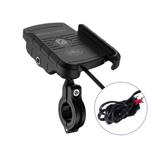 LYKAS Беспроводное зарядное устройство для мотоцикла Qi сертифицированное быстрое зарядное устройство для телефона - Цвет: Black