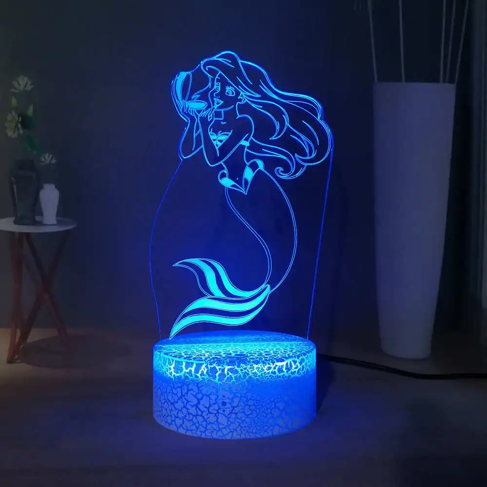 Маленькая Русалочка Ариэль Сказочный светодиодный ночник дочка моря RGB многоцветный креативный Декор детской комнаты игрушка в подарок