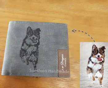 

Father‘s Day Gifts Custom Pet Photo Wallet Personalized Pet Wallet Custom Men's Wallet Engrave Name Dog CATportrait Photo Wallet