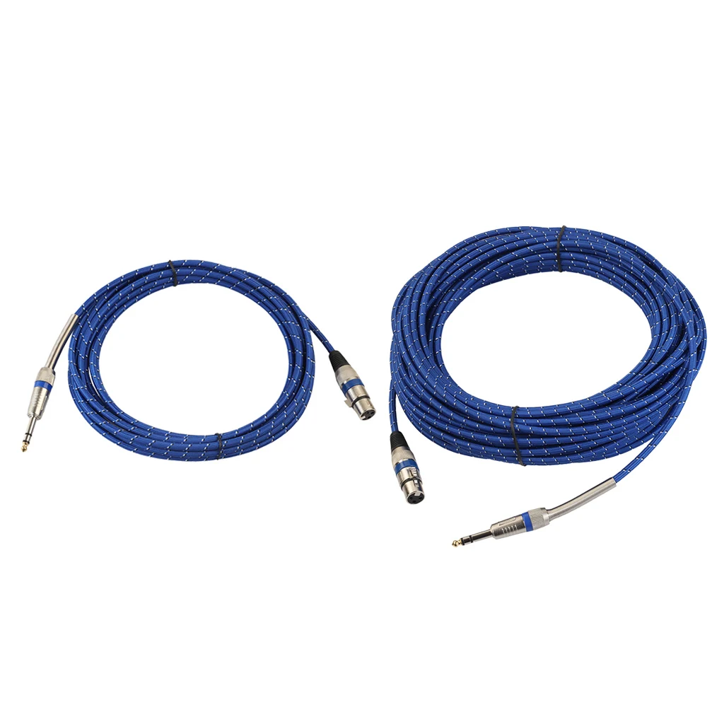 2 шт. нейлоновая оплетка 1/4 ''XLR папа-мама микрофон микрофонный кабель 10 м+ 20 м