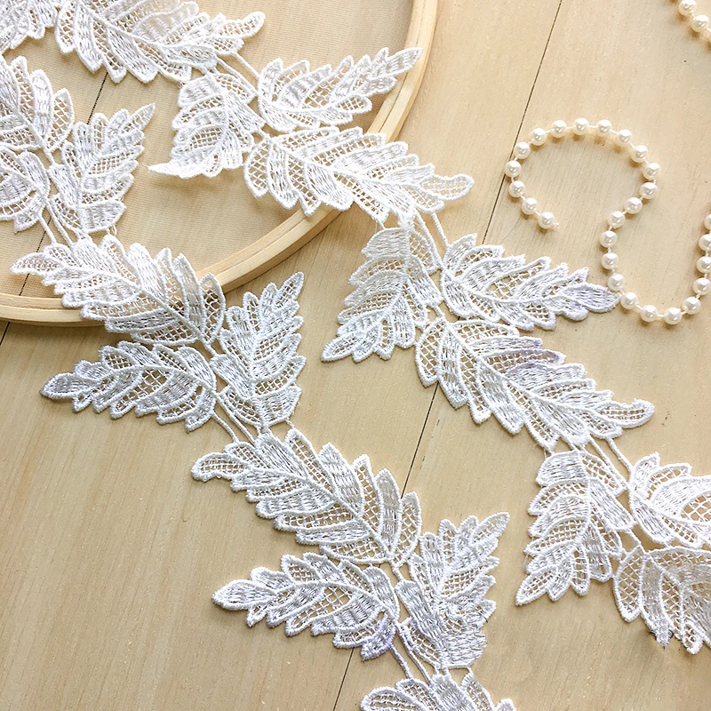 1Yards 9.3CM Wide Embroidery Lace Guipure Leaf Laces Ribbons Trims Flower Lace Fabric Sewing Ribbon lace fabric lace ribbon lace sewing supplies lace sewing accessories lace accessories lace garment accessories lace decoration