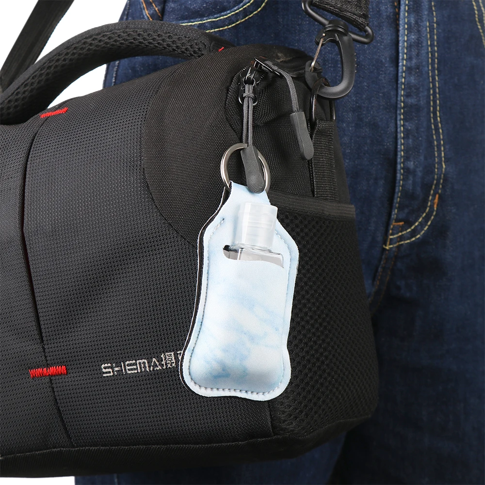 30ml Hand Sanitizer Bottle Portable Travel Refillable Disinfection Gel Containers Bottle Keychain Holder Flip-top Sub-bottling