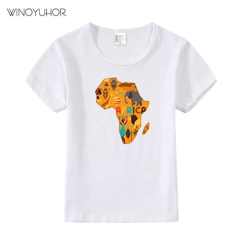 

Africa Map Vintage Printed T Shirt Kids Boys Summer Casual Short Sleeve T-Shirt Children Funny Tee Tops For Baby Girls