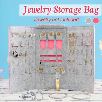 

Roll Storage Necklace Earrings Anti Lost Gift Practical Jewelry Bag Organizer Lightweight Multi Compartment Travel Foldable Bag