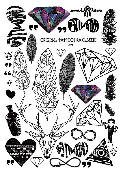 YuBeauty Birds Feather Animal Totem Temporary Tattoos LC-Series - Цвет: LC871