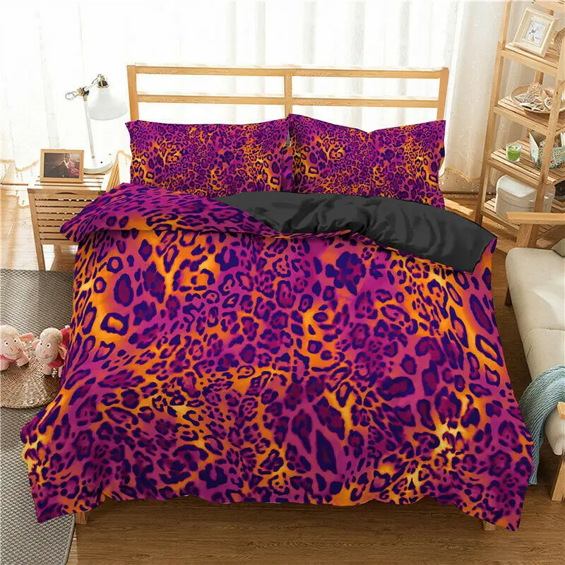 Leopard Print Bedding Set 2/3Pcs Duvet Cover & Pillowcase(s) 3D Printed Quilt Cover Home Textile Gift 