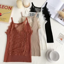 Женская майка из вязаного цветочного кружева, однотонная, с v-образным вырезом, женская сексуальная трикотажная тонкая майка без рукавов, Повседневные вязаные топы