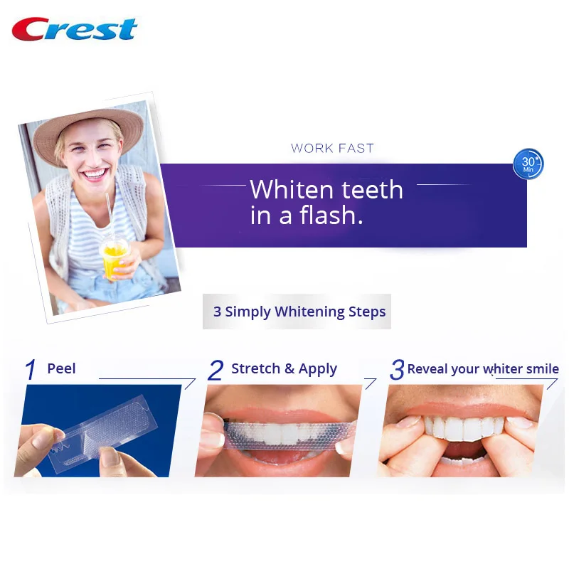 Original Crest 3D Teeth Whitening Treatment White Strips Luxury Professional Effects for Oral Hygiene To Remove the Tooth Stains