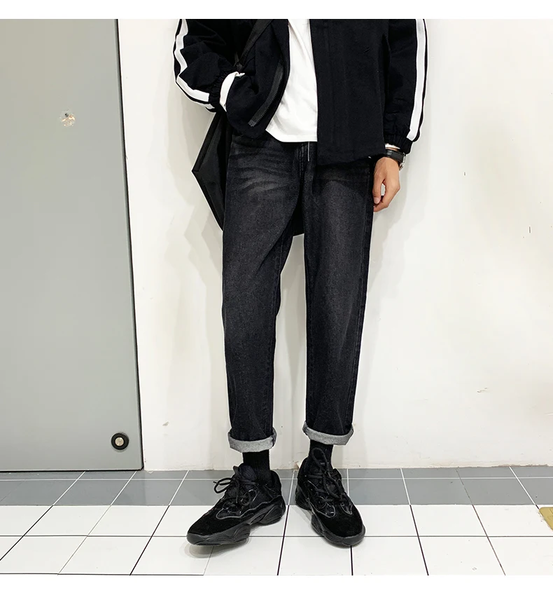 2019 мужские классические повседневные брюки карго стрейчевый облегающий карман обтягивающие джинсы байкерские джинсы черного цвета брюки