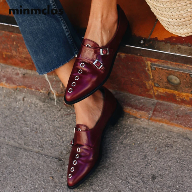

Minmclas Women's Boots Sandals United States Fashion Popular Simple Belt Buckle Shoes Pointed Pu Leather Shoes Women's Shoes