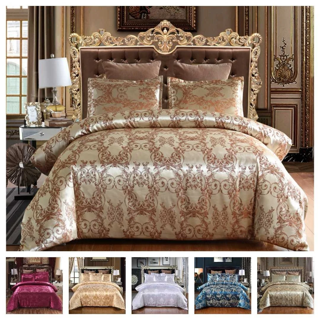 Luxury 2 or 3pcs Bedding Set Satin Jacquard Duvet Cover Sets with Zipper Closure 1 Quilt Cover + 1/2 Pillowcases US/EU/AU Size Luxury 2 or 3pcs Bedding Set Satin Jacquard Duvet Cover Sets with Zipper Closure 1 Quilt Cover + 1/2 Pillowcases US/EU/AU Size