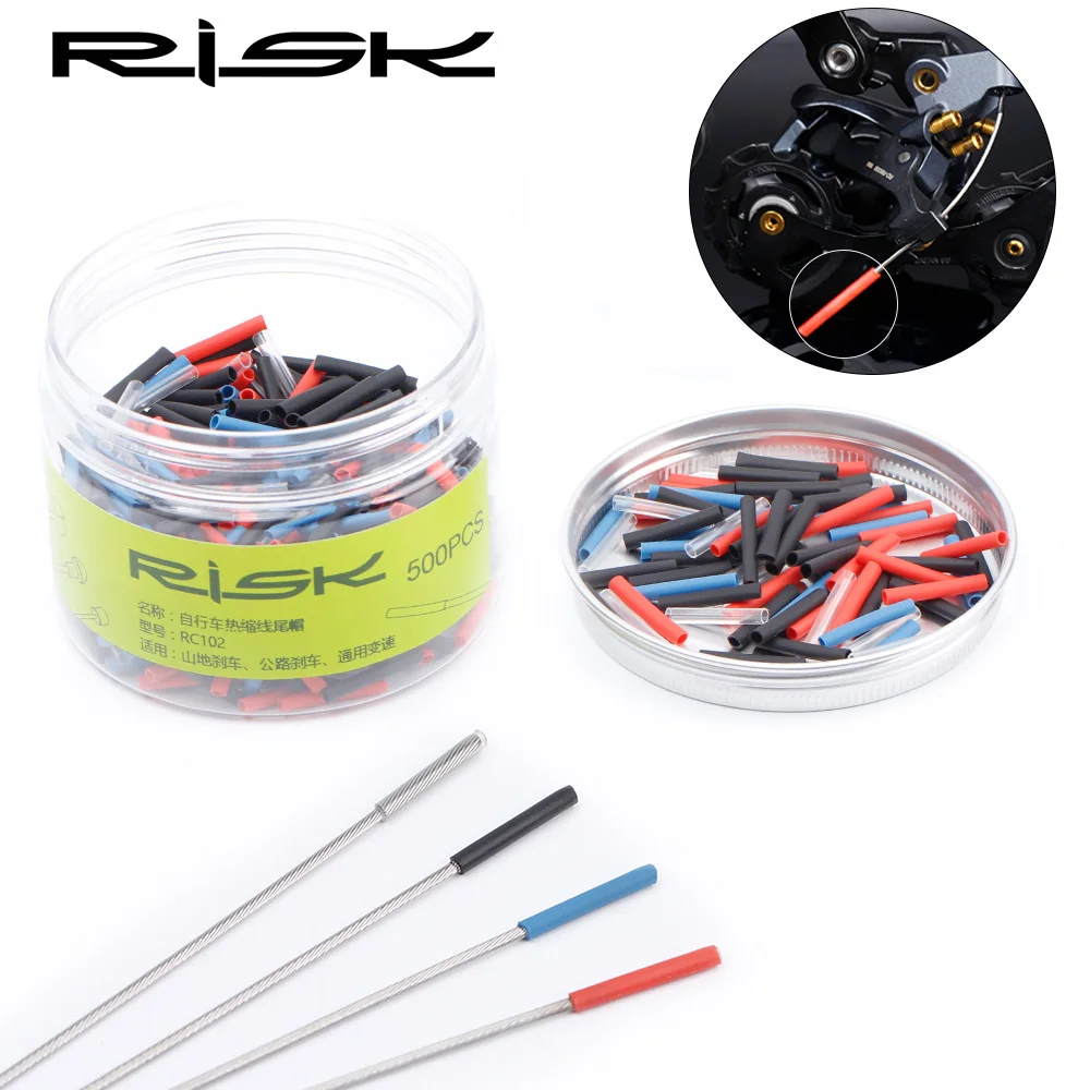 RISK 30pcs/lot Heat Shrink Cap Bicycle Brake Shifting Cable Tips Crimp MTB Road Bike Derailleur Brake Line End Cover Accessories 4mm 5mm 10pcs bicycle brake shifting cable cover end tips bike brake cable oiling nosed end cap inner pipe housing caps