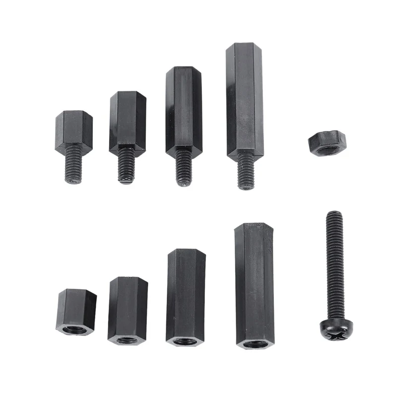 GTBL 88 Pcs M3 Нейлон шестигранные распорки винт гайка Стенд-офф Ассортимент Комплект черный