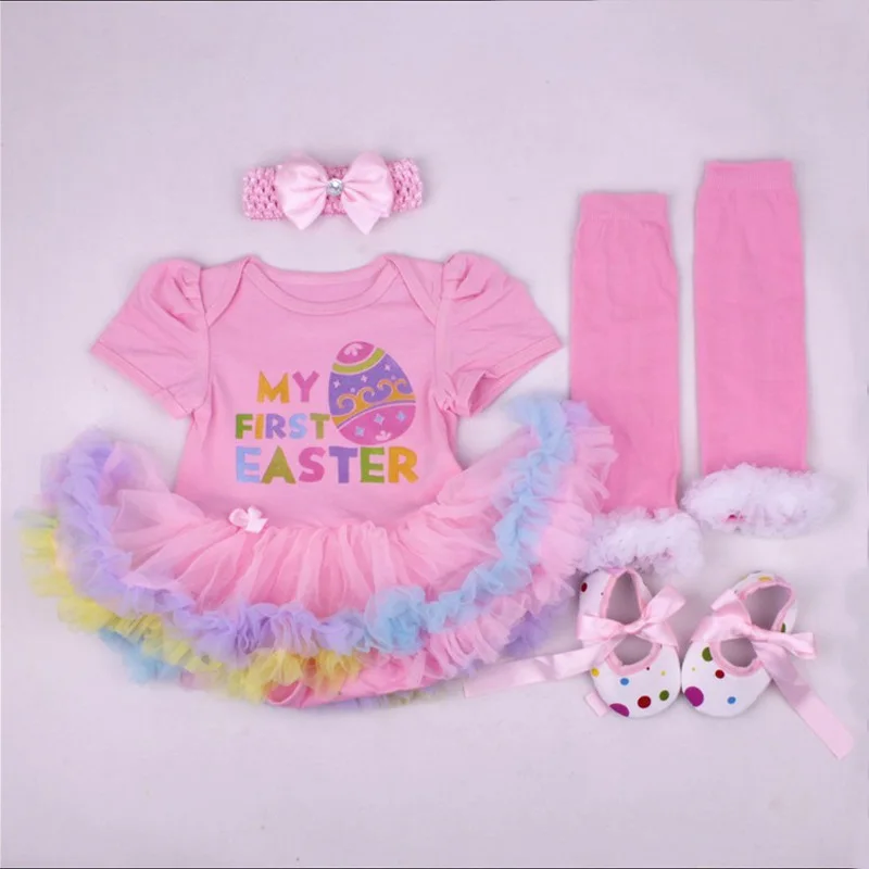 Комплект одежды для младенцев, милая одежда с изображением Минни, эксклюзивная одежда на Пасху для малышей платье-пачка принцессы для девочек комплект из 4 предметов с повязкой на голову - Цвет: Hot 06