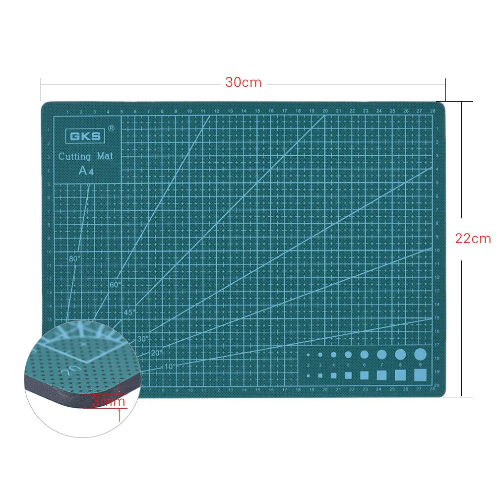 GKS Высокое качество Многоцелевой самовосhealing вающиеся строители двухсторонний ПВХ А4 коврик для резки 22 см* 30 см* 0,3 см зеленый
