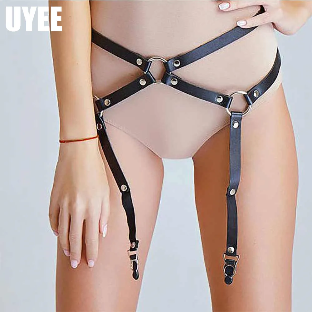 UYEE кожаные подтяжки для женщин 2 шт женские подвязки наборы для Lingeire BDSM jartier сексуальные женские жгут готика, Харадзюку