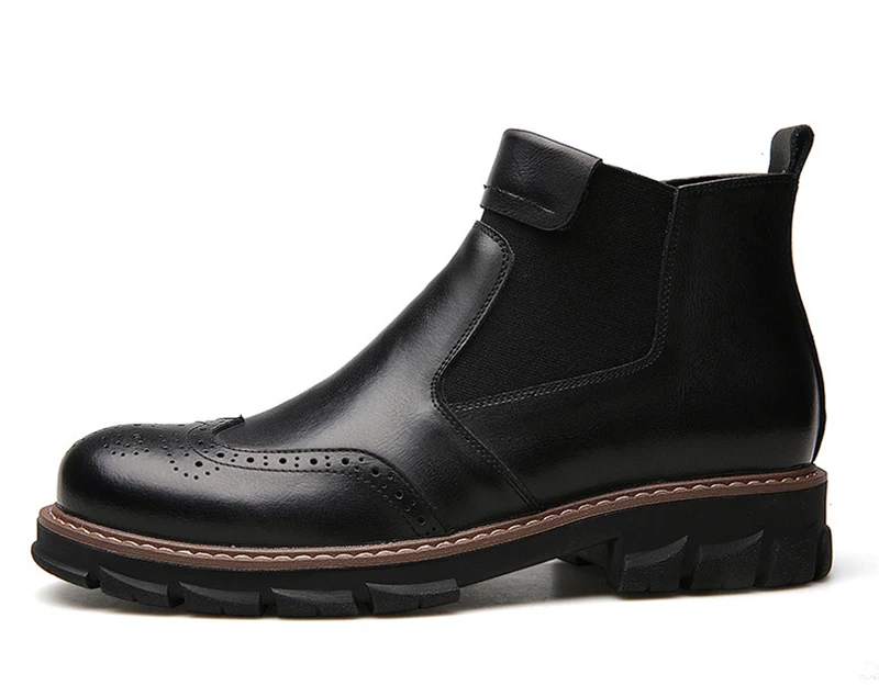 Merkmak New Winter Booties Fashion Slip-on Warm Leather Boots Non-slip Wear-resistant Casual Shoes Big Size Motorcycle Boot