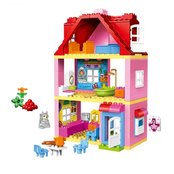 

Blocks Building Toys Girl Princess Large Size Blocks Sets Compatible Duploed Family House Bricks For Kids Children