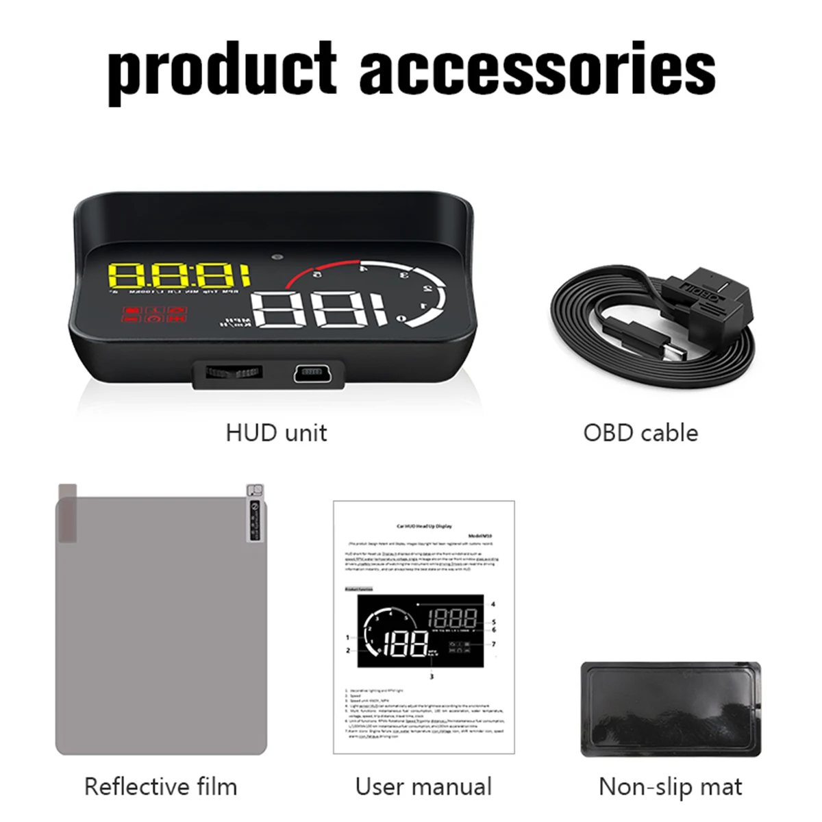 HD TFT Автомобильный Hud OBD ЖК-дисплей головой вверх Дисплей OBD2 Спидометр Тахометр бортовой превышение скорости Предупреждение сигнализации Системы