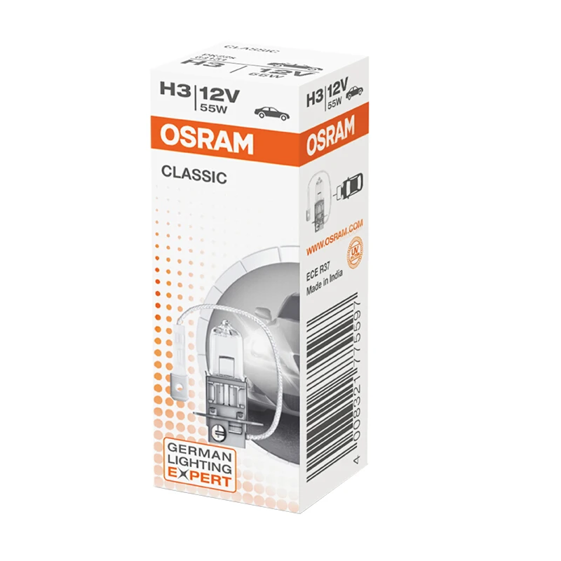 Галогенная лампа OSRAM h7 h4 h1 h3 h11 HB3 HB4, галогенная лампа 55 Вт для автомобильных фар, белая лампа для passat peugeot 307 honda civic vw ford(1 шт