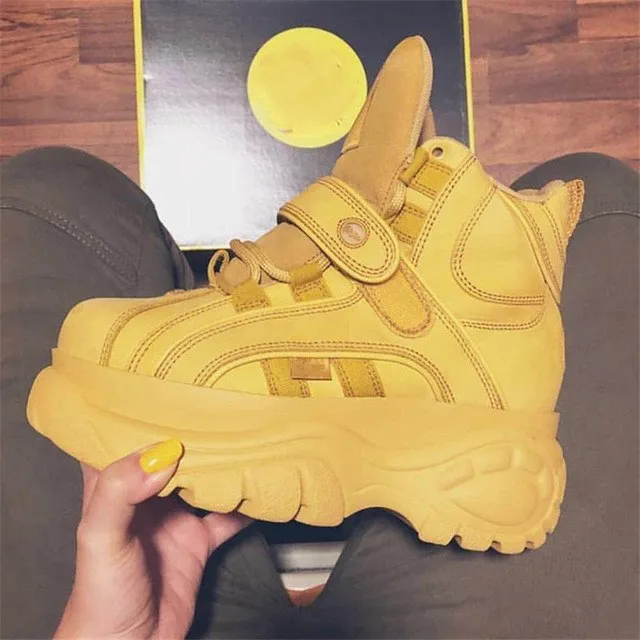 yellow(high-top) Prova Perfetto; коллекция года; сезон осень; женские кроссовки с высоким берцем; повседневная обувь, увеличивающая рост; кроссовки из натуральной кожи; цвет черный, красный - Цвет: yellow(high-top)