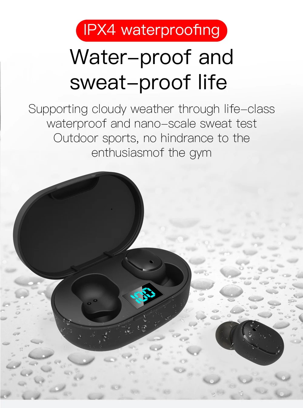 E6S TWS Bluetooth 5.0 Headphones True Wireless Earbuds In Ear Handsfree Stereo Earphones Sports Waterproof Headset with Mic