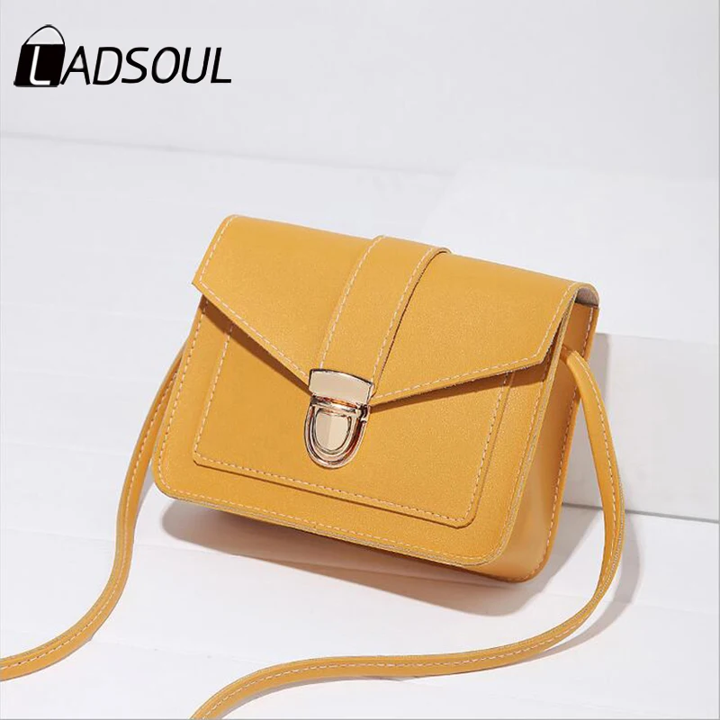 Женская маленькая сумка через плечо LADSOUL желтая мессенджер из искусственной кожи