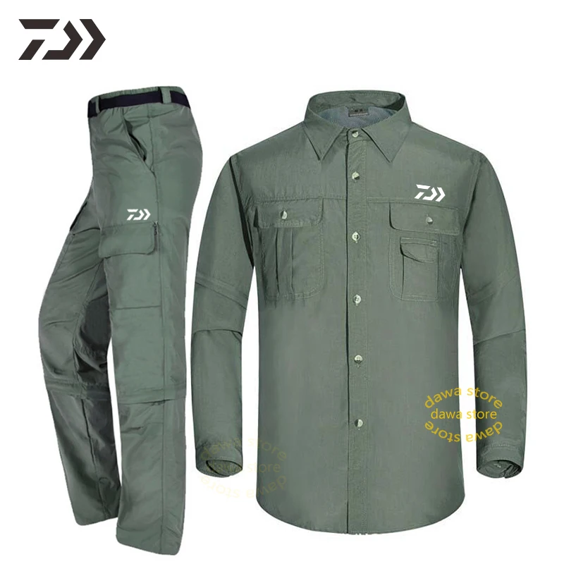  Fishing Suit Daiwa Sport Suits Fishing Clothing Men Women Fishing Jacket Pants Solid Removable Slee