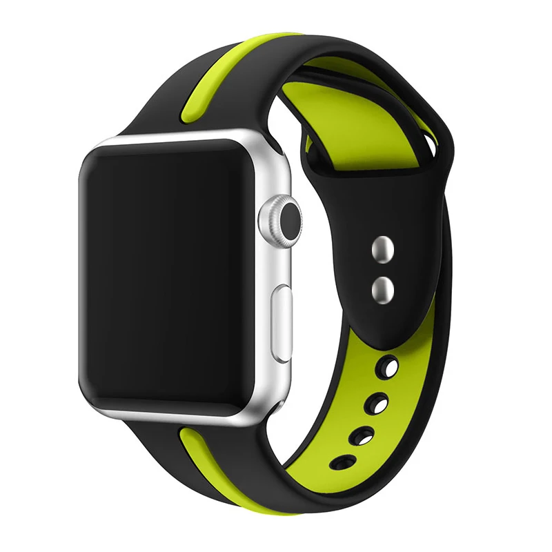 Силиконовый ремешок для Apple watch, ремешок для Apple watch 5, 4, 3, 2, iwatch, ремешок 42 мм, 44 мм, 38 мм, 40 мм, спортивный браслет correa pulseira, ремешок для часов - Цвет ремешка: black cyan