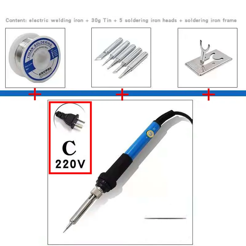 Electric soldering iron 60W temperature display temperature adjustable soldering iron tip 220V soldering tool 200-450 degrees ac 225 arc welder Welding Equipment
