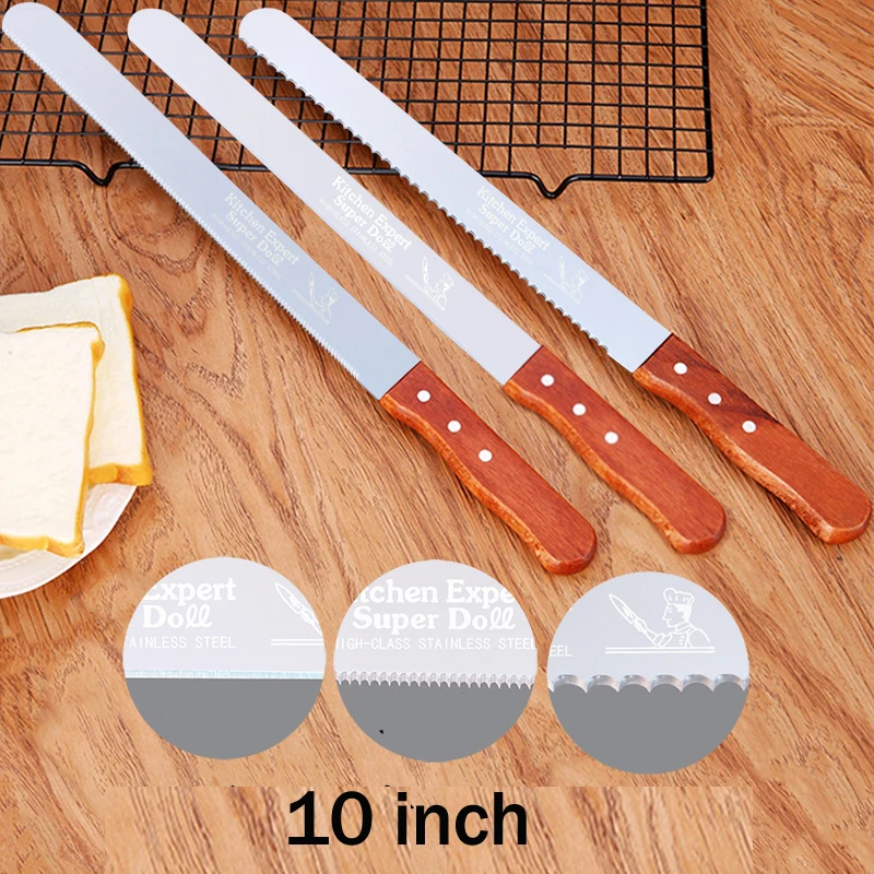 Bread Cutter 10 Inch Stainless Steel Serrated Blade Cake Slicer Baking Pastry