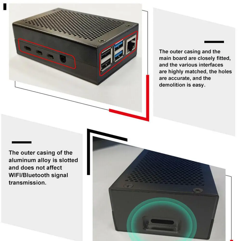 Для Raspberry Pi 4 алюминиевый корпус черный корпус Серебряная коробка металлический корпус для RPI 4 Модель B r20