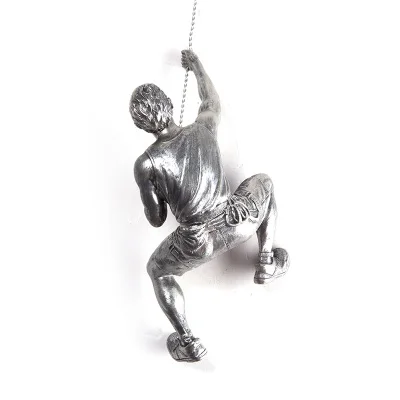 Wall Art Hanging Resin Climbing Man Mount Industrial Style Iron Wire Decoration Sculpture Figures Retro Statue House Decor - Цвет: right hand-silver