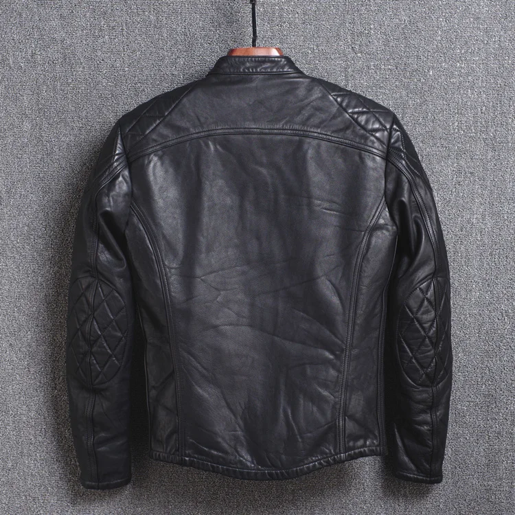 

2020 New Genuine Cow Jacket Men Stand Collar Spring Autumn Coat Cowhide Motorcycle Leather Jackets Y12-19 KJ2313