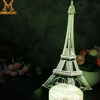 

Molezu Halloween Eiffel Tower 3D Led Night Light Decoration Children Kids Gifts 7 Color Changing Visual Table Lamp