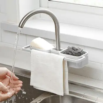 

Kitchen Faucet Rack Sink Hanging Storage Rack Sponge Dish Cloth Draining Rack Dry Towel Organizer Kitchen Tool