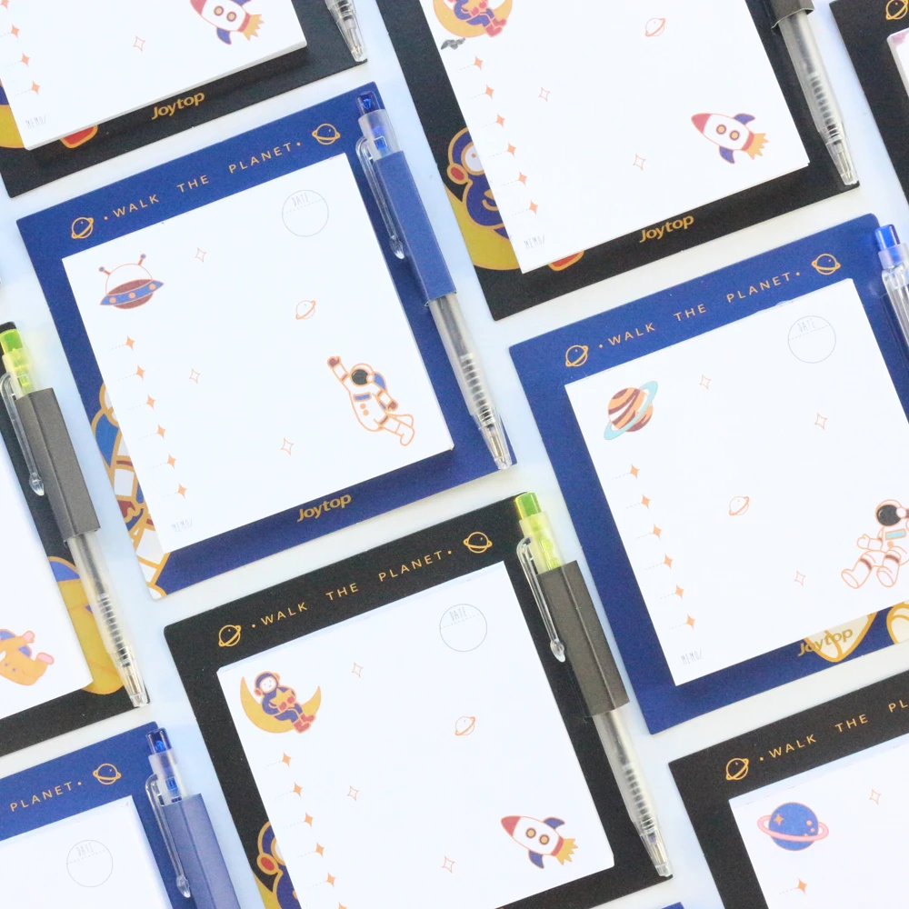 Domikee Cartoon Cute Office School Sky Stars Astronaut Design Memo Pad With Pens Set Kids Portable Note Pad Stationery Supplies Aliexpress