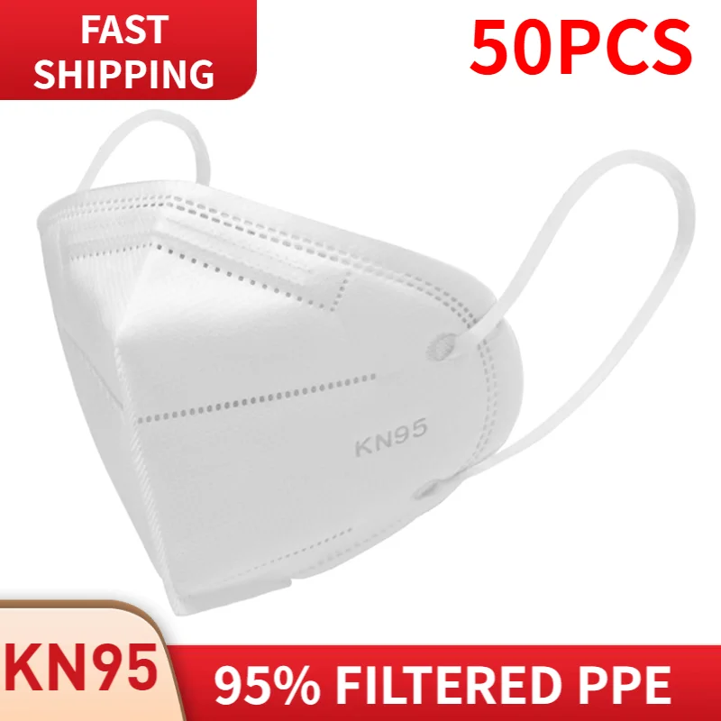 

50pcs KN95 Mask Protective Multifunctional Mouth Mask Nose Cover Personal Protection Equipment Dustproof Anti-Splash Face Covers