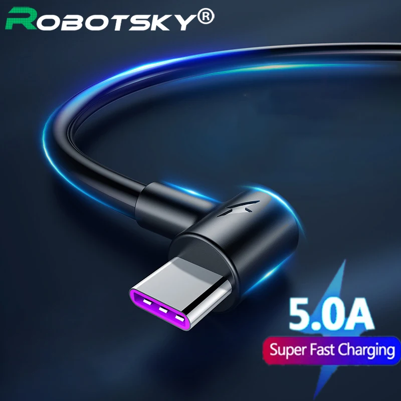 (Под углом 90 градусов) для кабеля 5A Кабель с разъемом USB типа C быстрой зарядки и