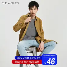 Me& City, для мужчин,, осенняя, повседневная, длинная куртка, Тренч, пальто, для мужчин, модная, красивая, одноцветная, теплая ветровка